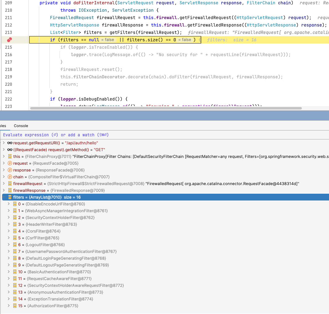 security filter list