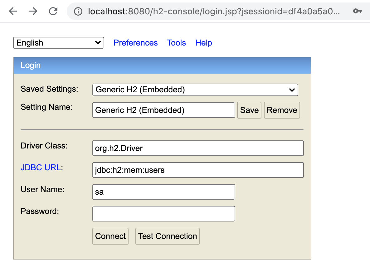 security h2 login