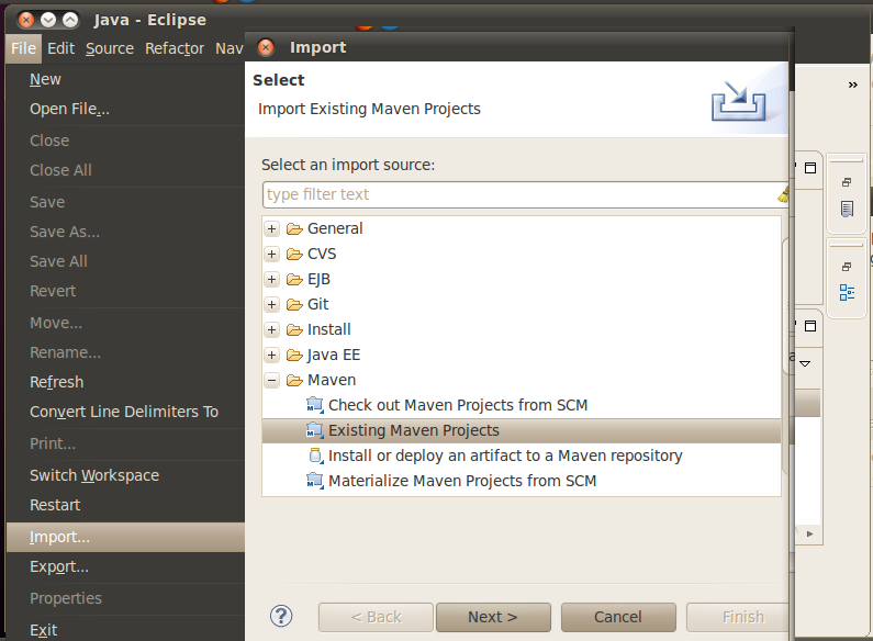 Import Existing Maven Project into Eclipse