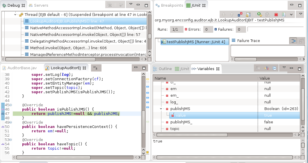 EJB Breakpoint Injecting Boolean Property