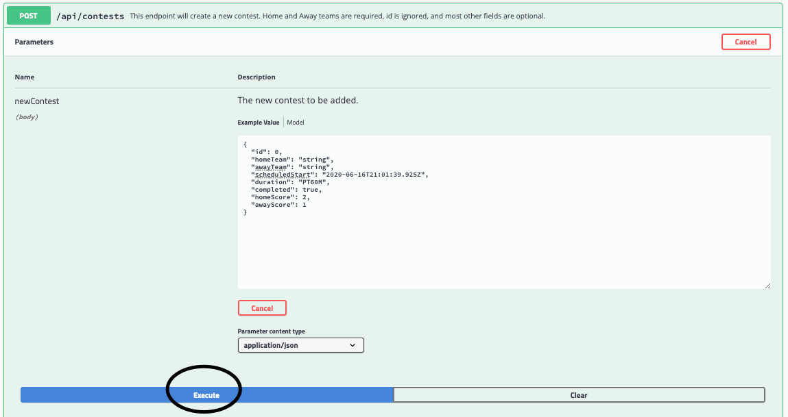 swagger post execute